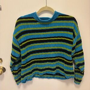 Striped Blue and Green Women's Sweater